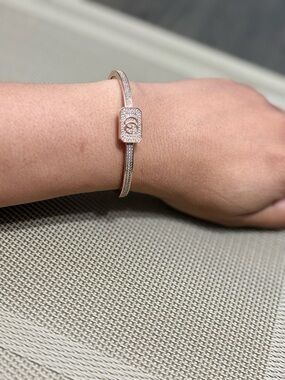 Rose Gold Crystal Logo Bangle Bracelet